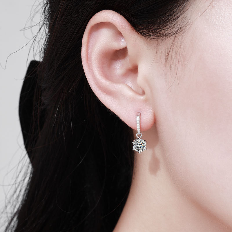 white gold plated 925 silver fine jewelry gra certificated 0.5ct 1ct dangle moissanite diamond drop earrings for women