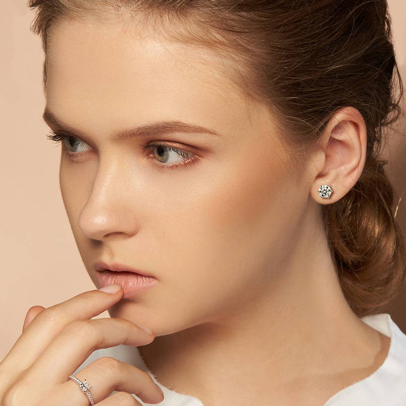 brilliant cut 18k gold plated 6 prongs 925 Sterling Silver 1ct 2CT 4ct ladies men vvs moissanite Stud Earrings